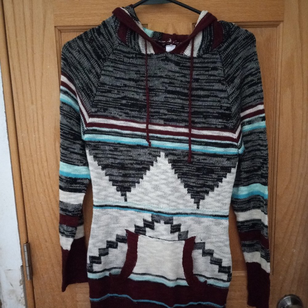 Hooded Sweater Native American Southwest Print
